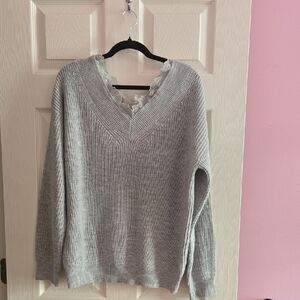 Poem & Thread Heather Gray V-Neck‎ Sweater